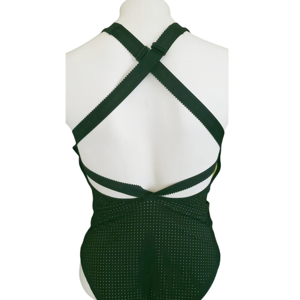 WARD WHILLAS Palmer reversible perforated one piece swimsuit black pea green XS - Picture 6 of 10